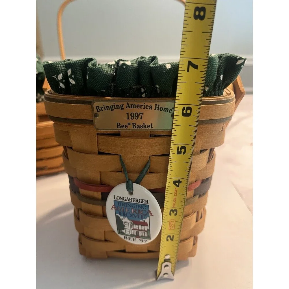 5 Longaberger Basket Pie Bee Small Key Sage Green Traditions Liner Protectors